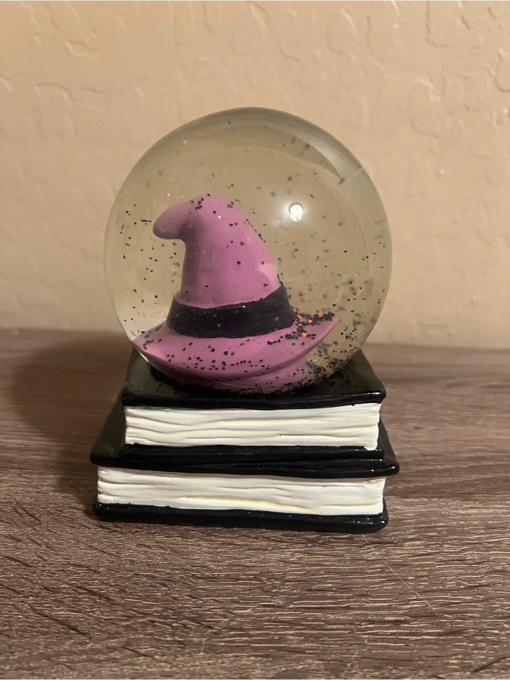 RAE DUNN Halloween Wicked Witch Snow Globe Books Black Purple NWOT